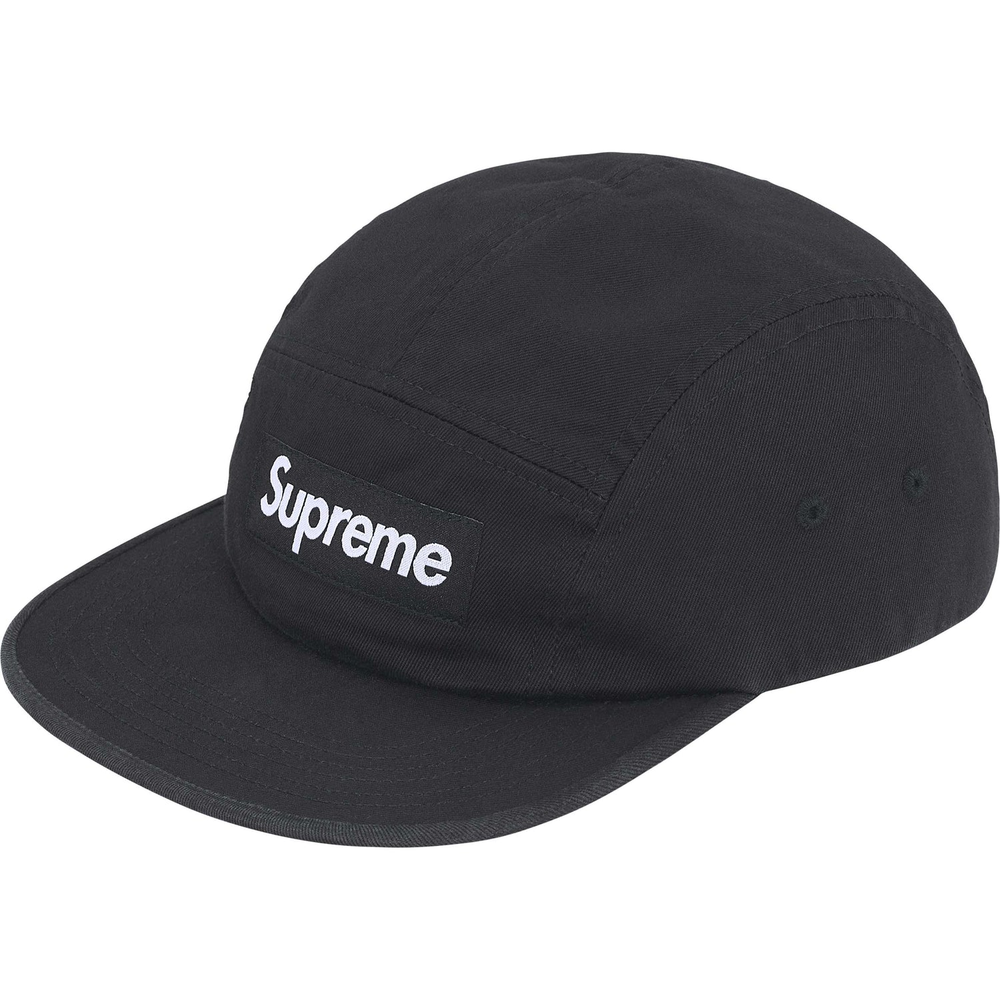 Supreme Washed Chino Twill Black Camp Cap