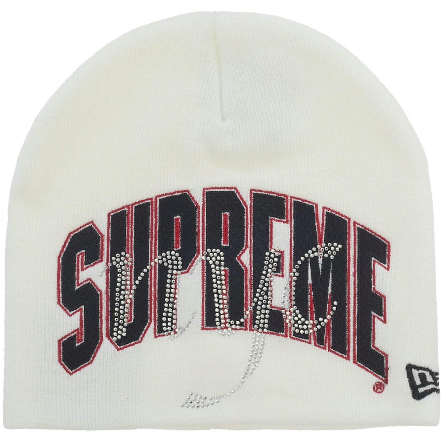 Supreme New Era Rhinestone White Beanie