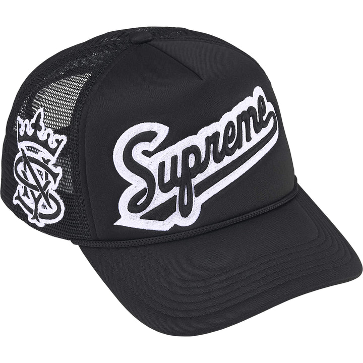 Supreme University Mesh Back 5-Panel Black Trucker Hat