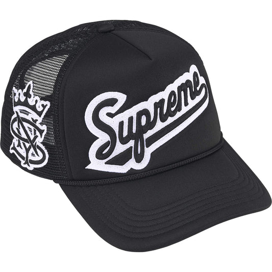 Supreme University Mesh Back 5-Panel Black Trucker Hat
