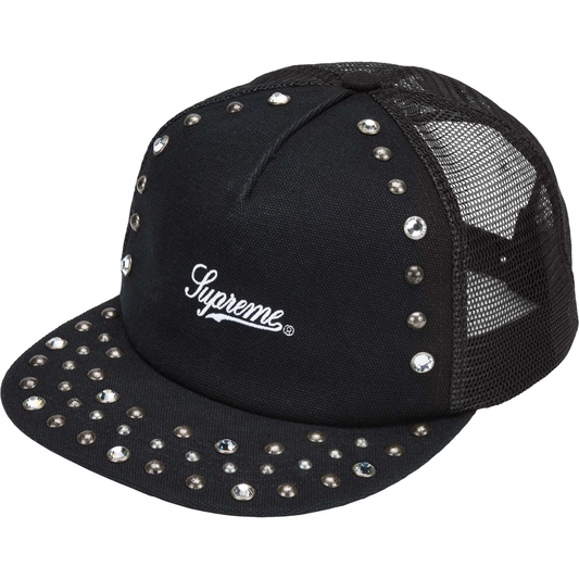 Supreme x B.B. Simon Studded Black Canvas Mesh Back 5-Panel Hat