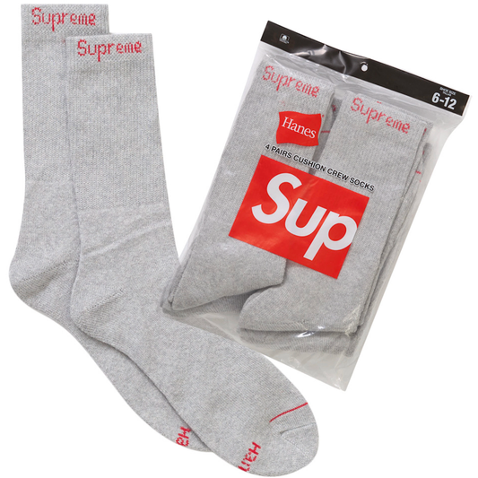 Supreme x Hanes Heather Grey Socks 4-Pack