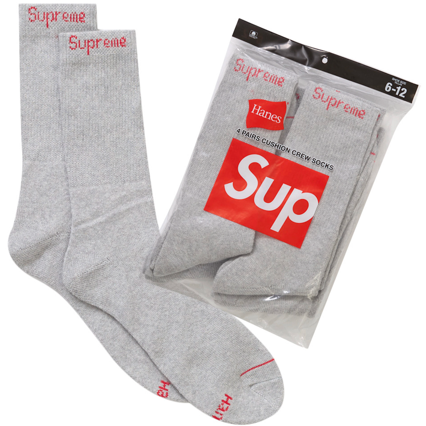 Supreme x Hanes Heather Grey Socks 4-Pack