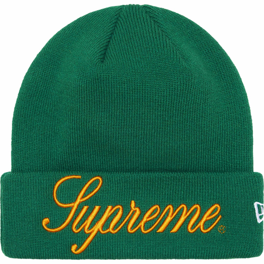 Supreme x New Era Script Green Beanie