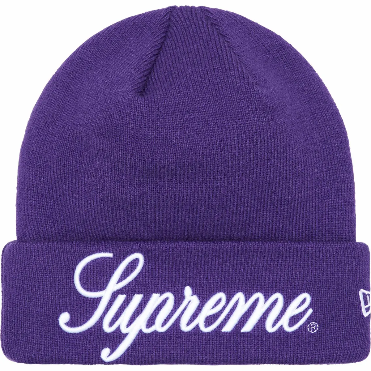 Supreme x New Era Script Purple Beanie