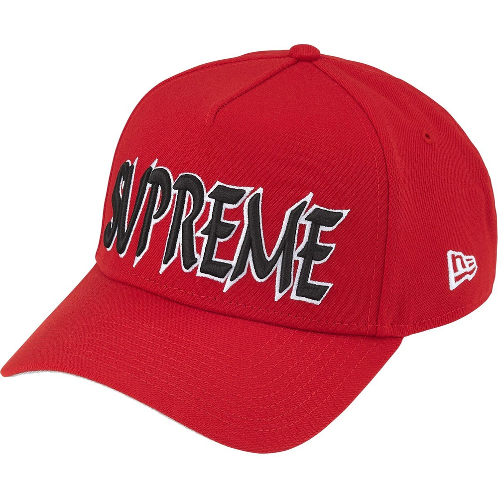 Supreme x New Era Sharp Spellout Red Snapback Hat