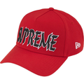 Supreme x New Era Sharp Spellout Red Snapback Hat