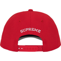 Supreme x New Era Sharp Spellout Red Snapback Hat
