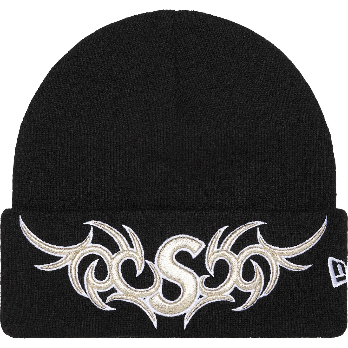 Supreme x New Era Tribal S Logo Black Beanie