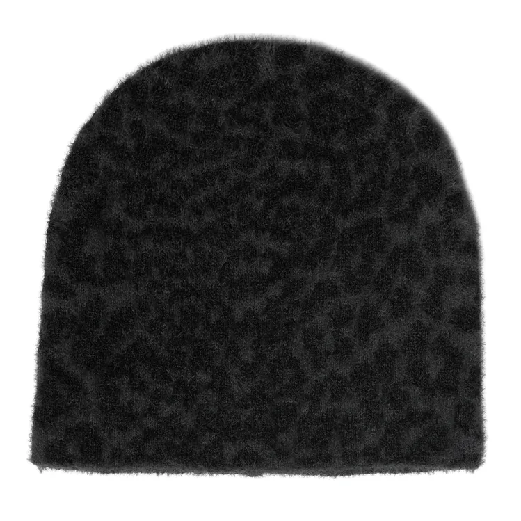Vague Leopard Shag Black Beanie