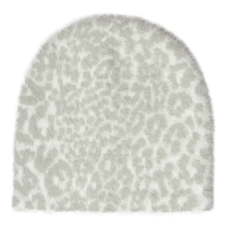 Vague Leopard Shag White Beanie