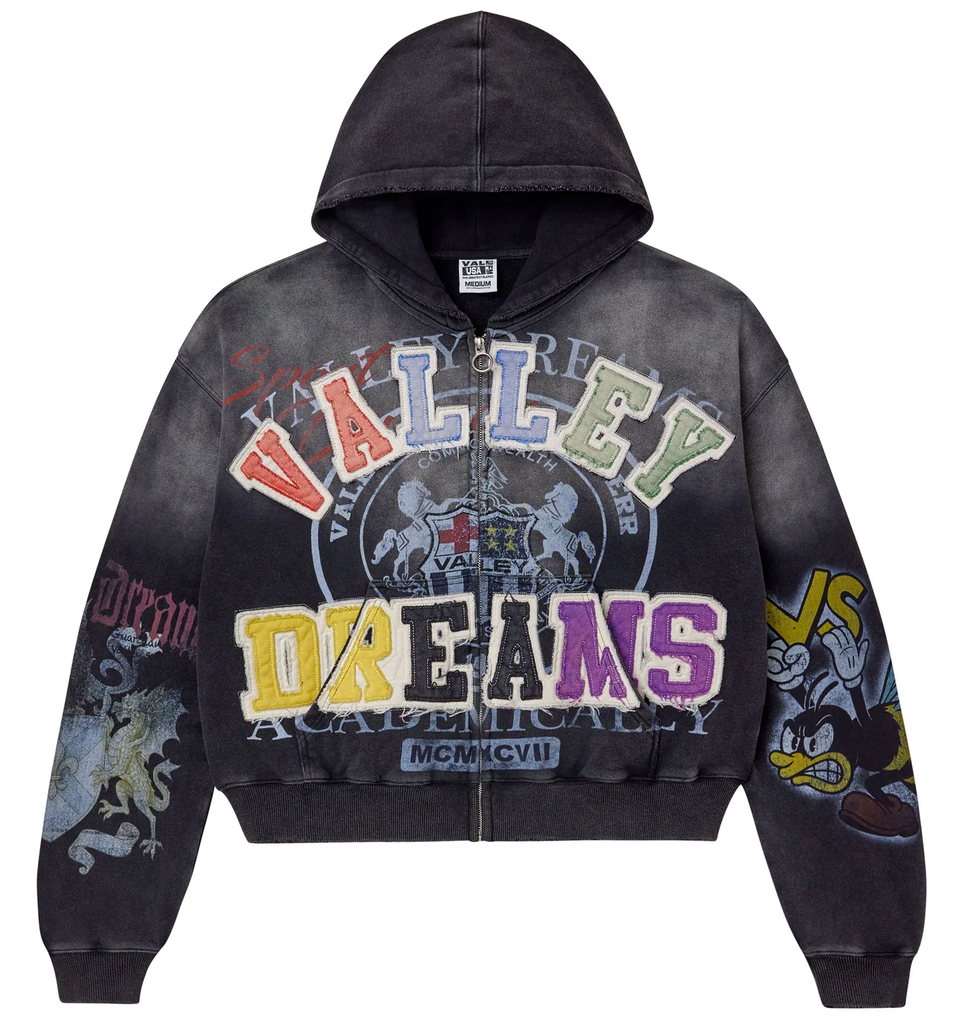 Vale Blasted Black Zip Up Hoodie