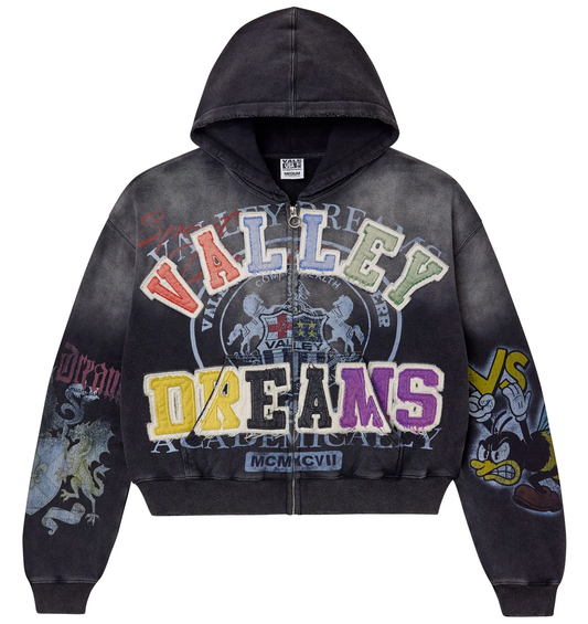 Vale Blasted Black Zip Up Hoodie