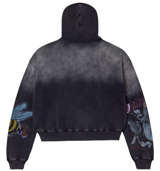 Vale Blasted Black Zip Up Hoodie
