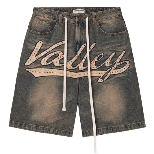 Vale Skittles Rhinestone Denim Shorts