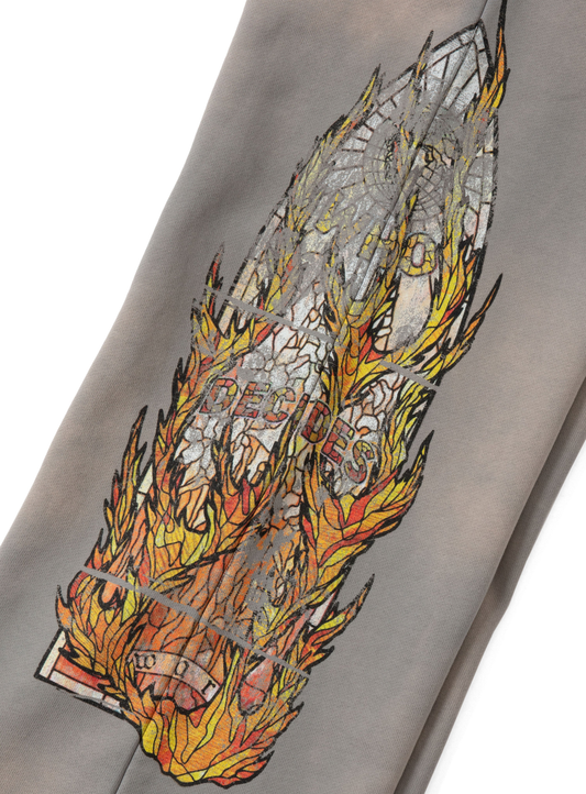 Who Decides War Flame Glass Faded Grey Sweatpants