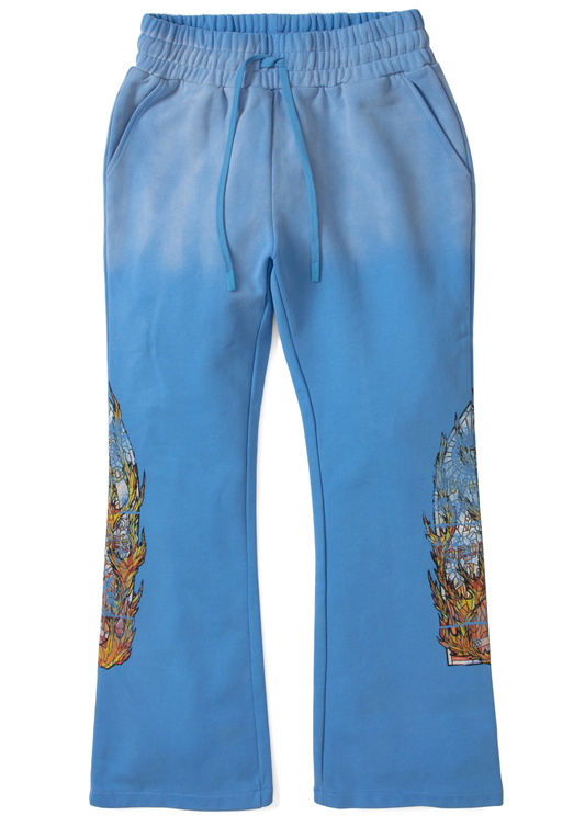 Who Decides War Flame Glass Vintage Blue Sweatpants