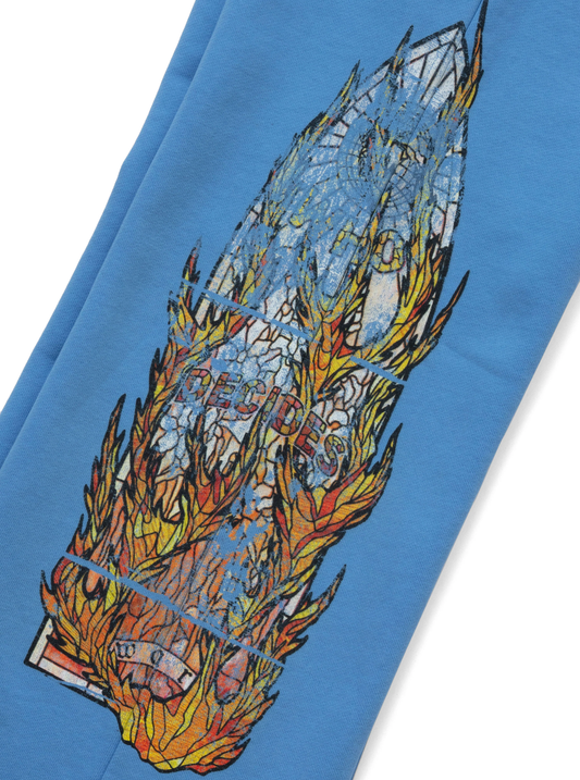 Who Decides War Flame Glass Vintage Blue Sweatpants