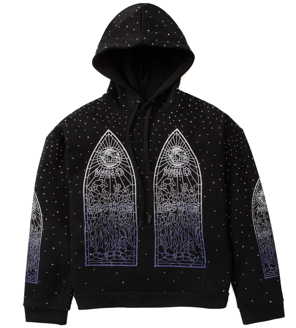 Who Decides War Rhinestone Black Hoodie