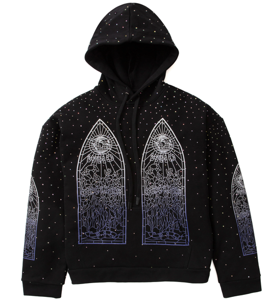 Who Decides War Rhinestone Black Hoodie
