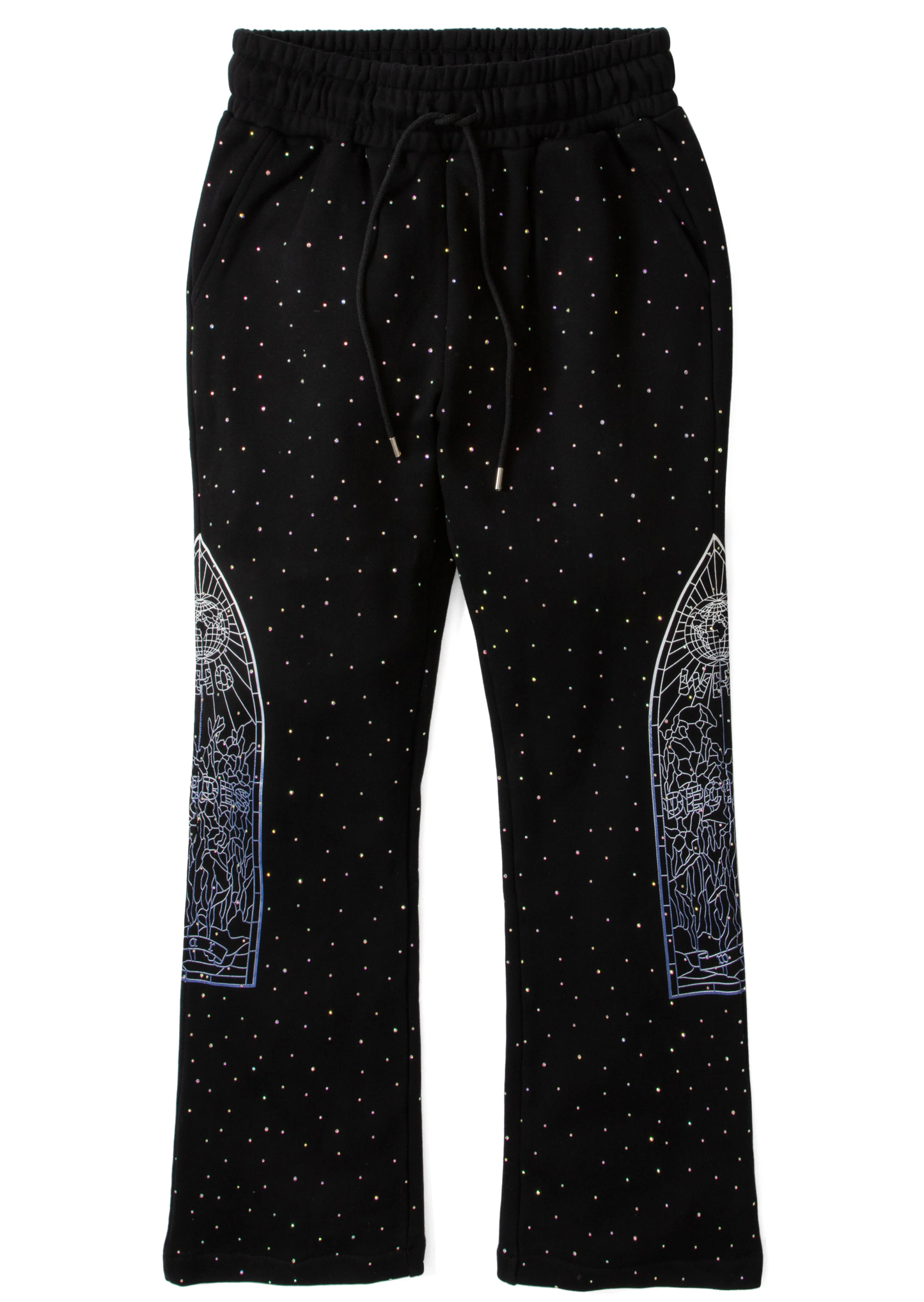 Who Decides War Rhinestone Black Sweatpants