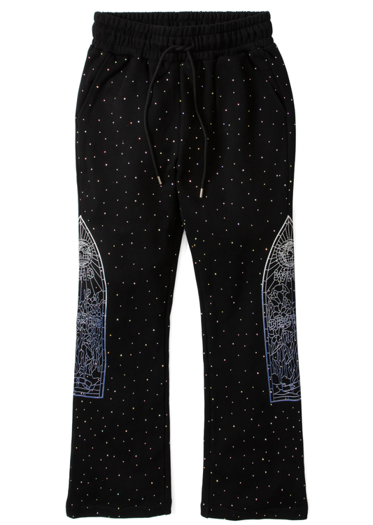 Who Decides War Rhinestone Black Sweatpants