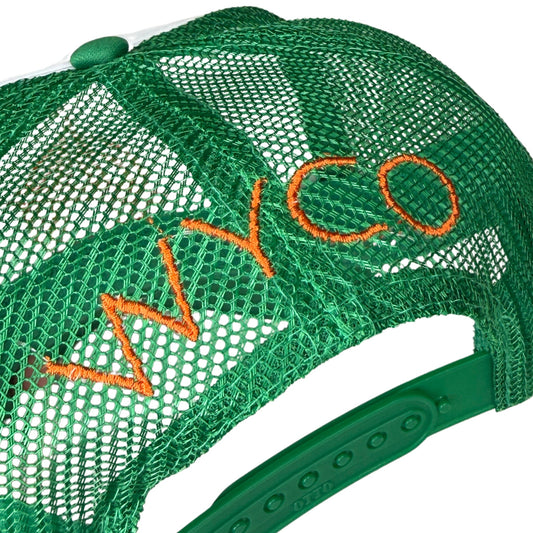 WyCo Vintage Green White Orange Trucker Hat Back