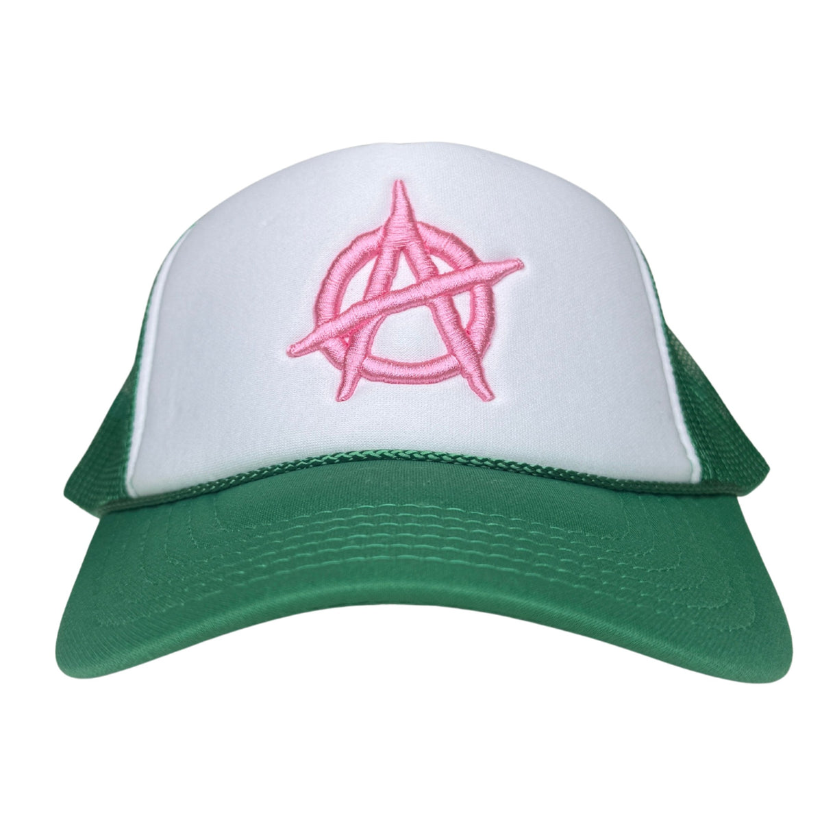 WyCo Vintage Green White Pink Trucker Hat Front