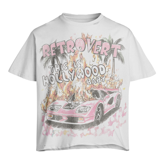Retro Vert Pink Hollywood White Tee