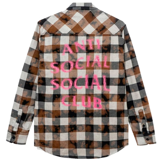 Anti Social Social Club Dialtone Black Tie Dye Large Flannel