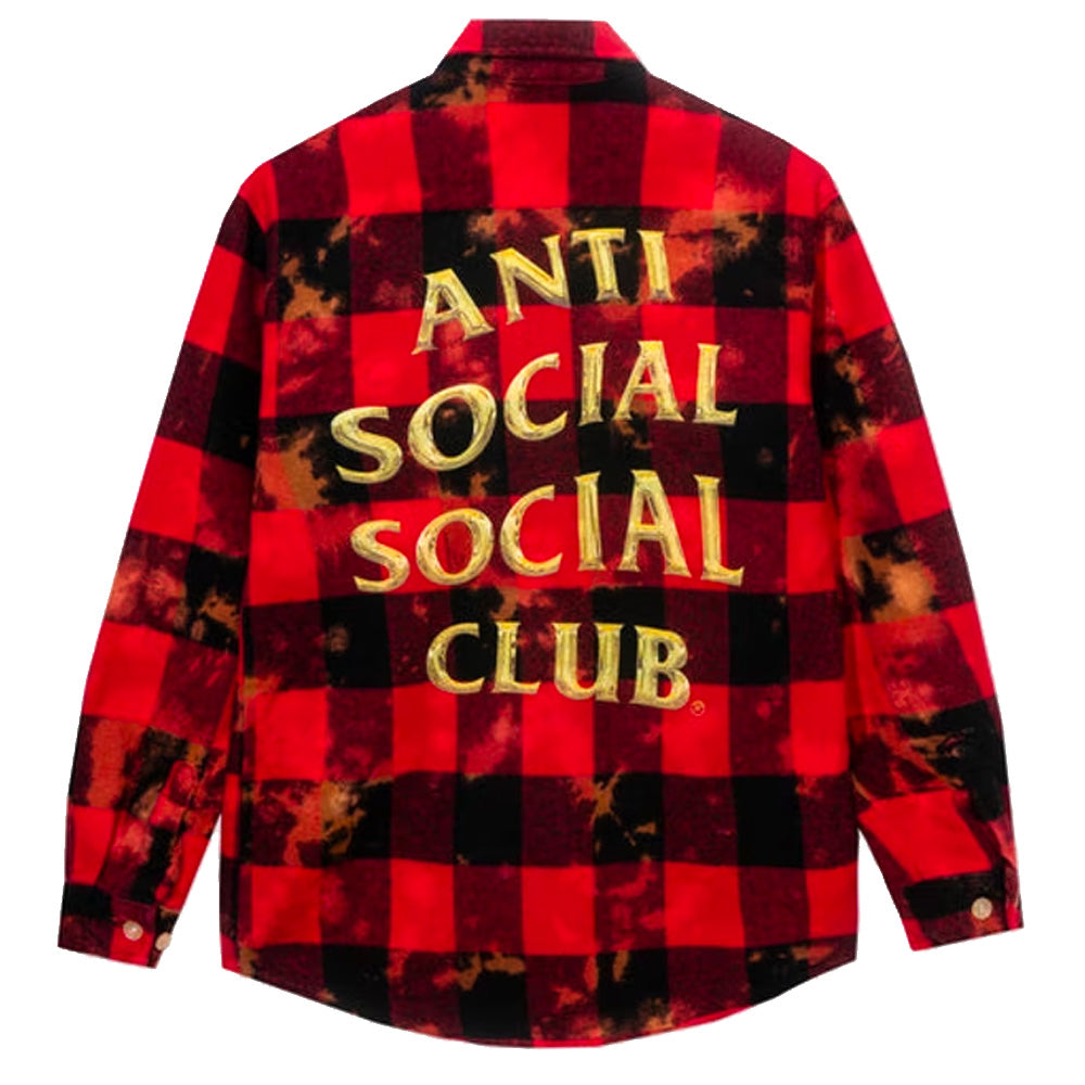 Anti Social Social Club Chromey Red Tie Dye Large Flannel