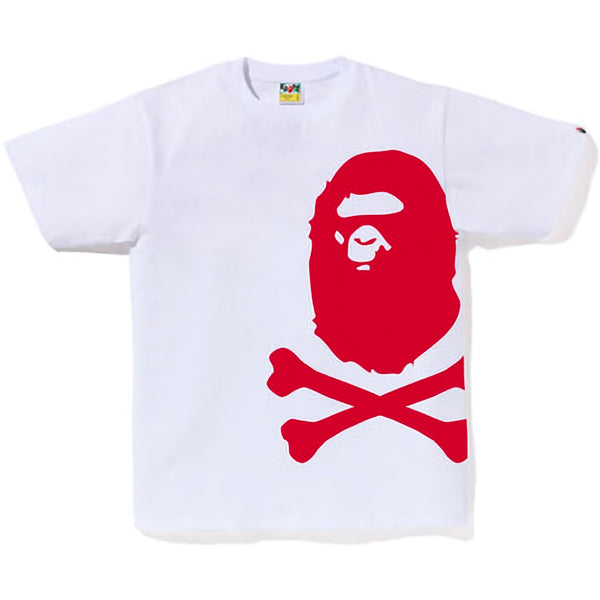 BAPE Big Ape Crossbone Pigment Print Red White Tee