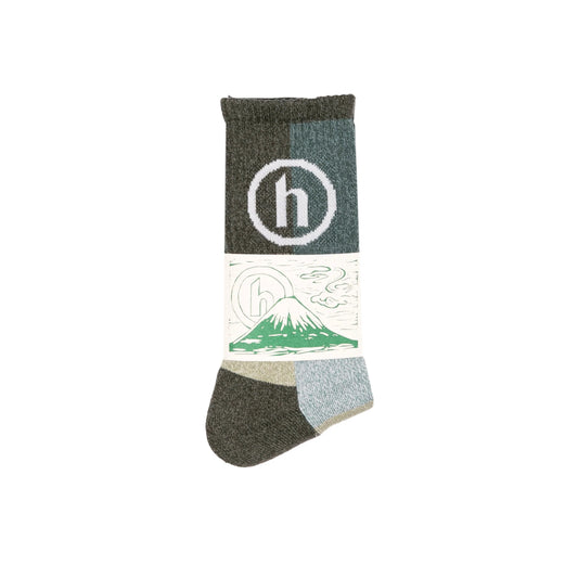 Hidden Patchwork Olive/Green Socks
