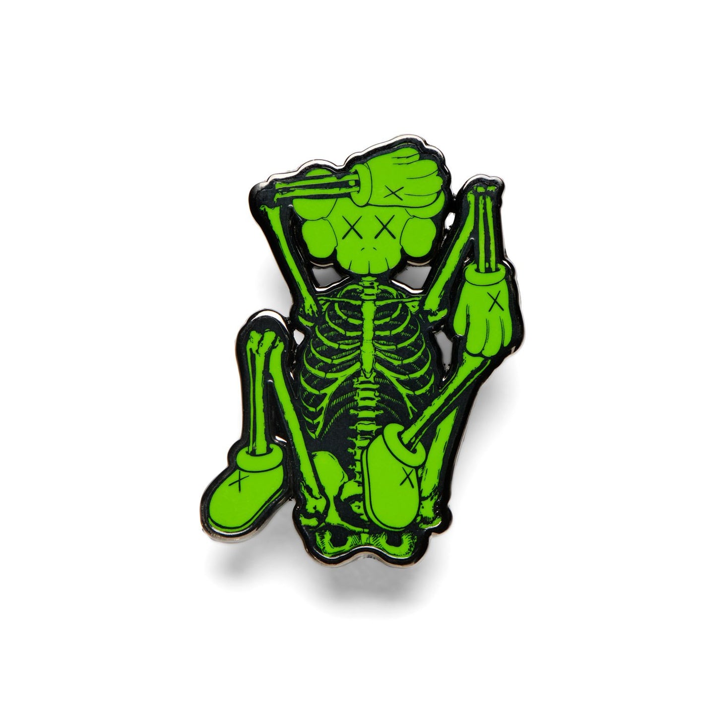KAWS Skeleton Pin Green