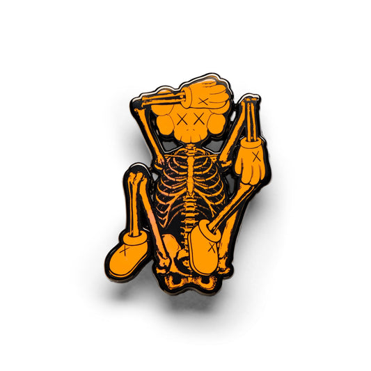 KAWS Skeleton Pin Orange