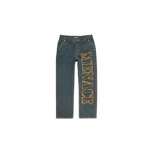 Menace Stencil Indigo Brown Wash Sz 32 Denim Pants