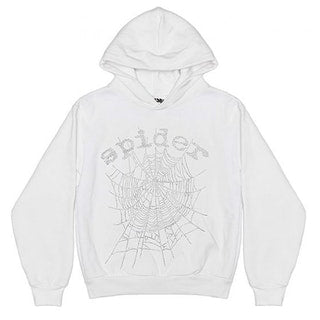 Sp5der OG Rhinestone Logo White XXL Hoodie