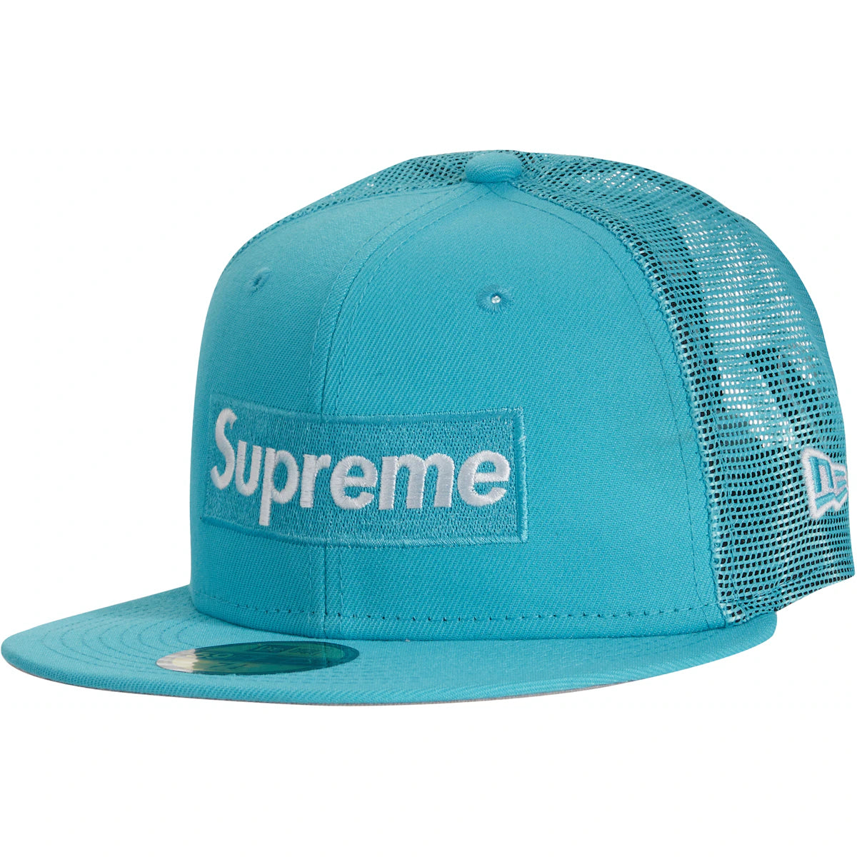 Supreme Box Logo Mesh Back Blue New Era Hat 7 1/8