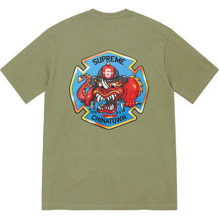 Supreme FDNY Engine 9 Light Olive Medium Tee