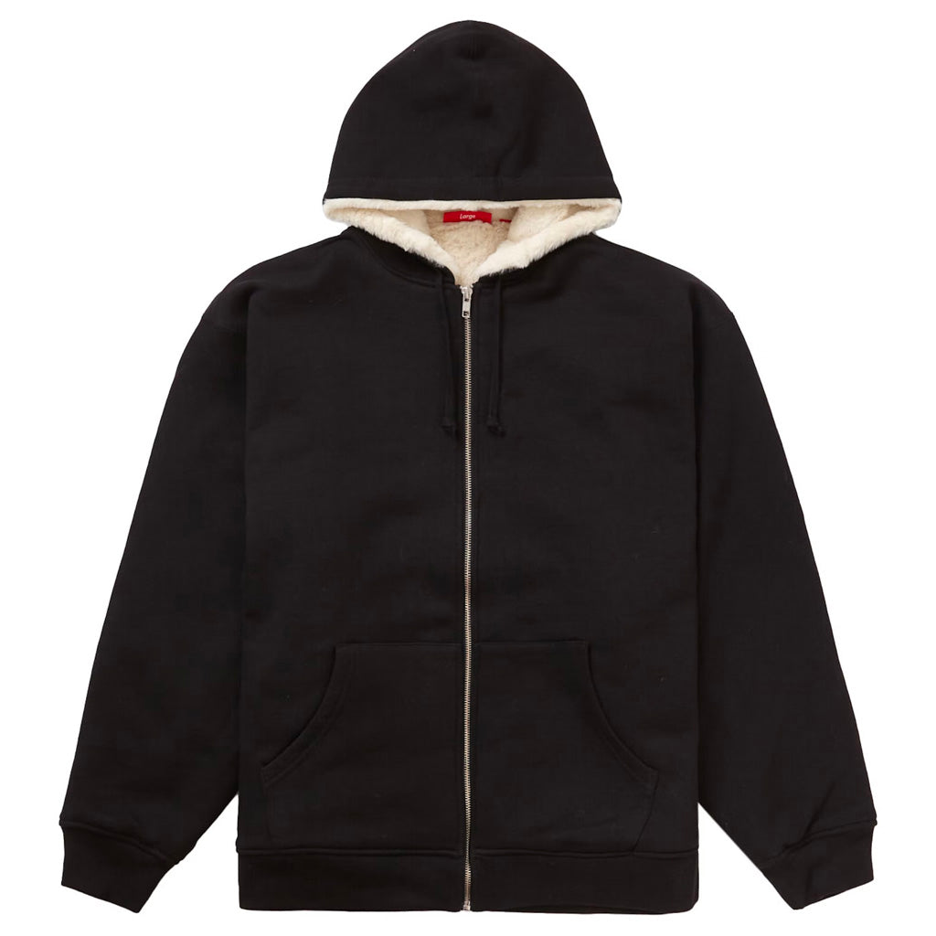 Supreme Faux Fur Lined Black Medium Zip Up Hooded Sweatshirt