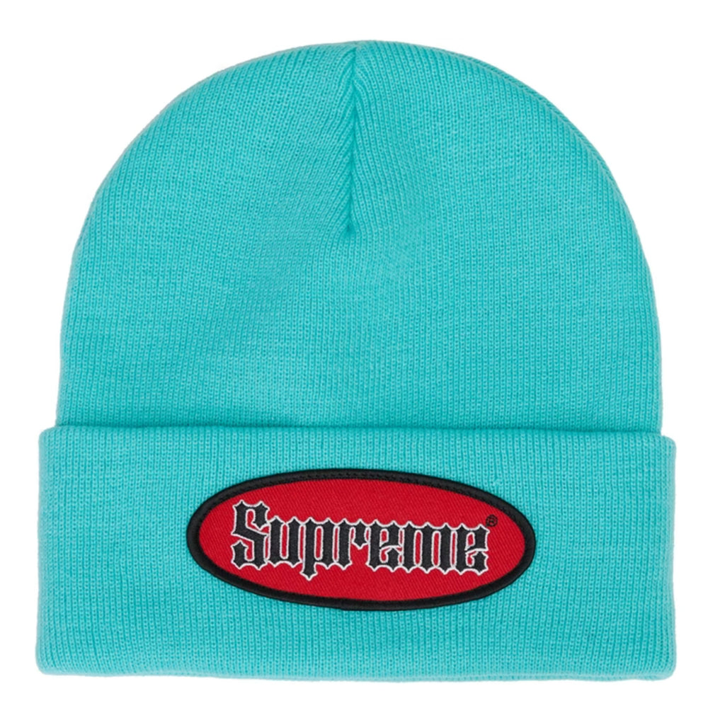 Supreme Oval Patch Turquoise Beanie