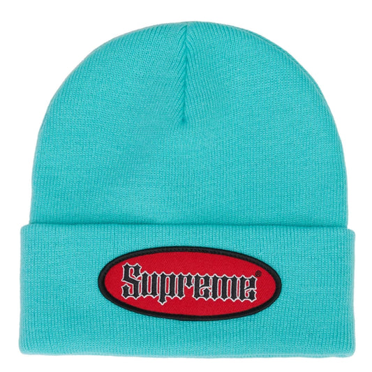 Supreme Oval Patch Turquoise Beanie