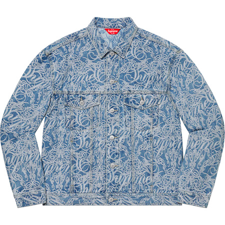 Supreme Script Jacquard Denim Large Trucker Jacket