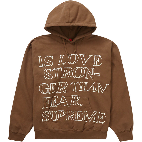Supreme Stronger Than Fear Olive Brown Large Hoodie