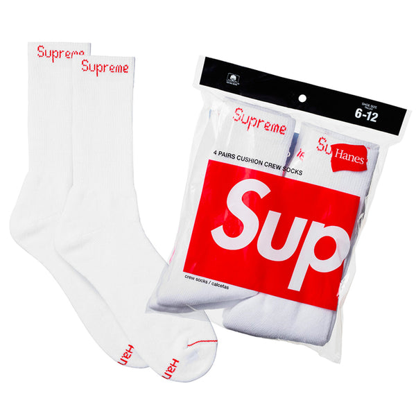 Supreme Hanes White Socks 4 Pack