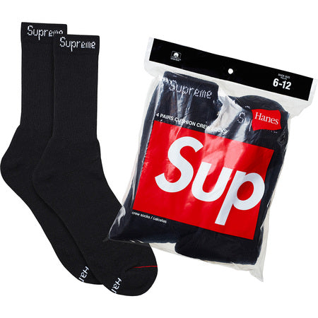 Supreme x Hanes Crew Socks Black 4-Pack