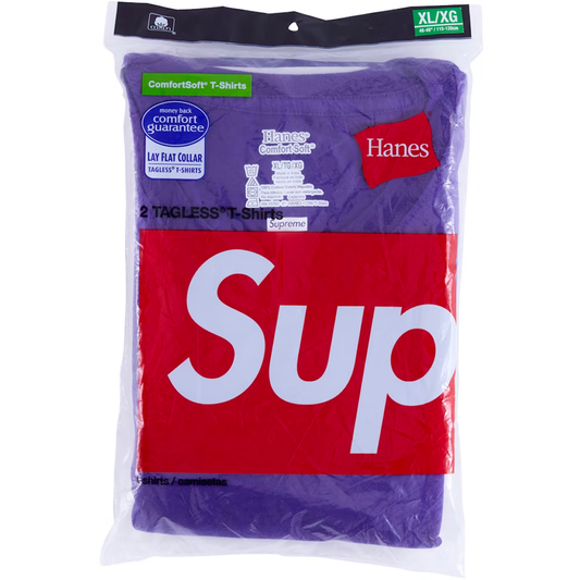 Supreme x Hanes Tagless Purple Large Tees 2-Pack