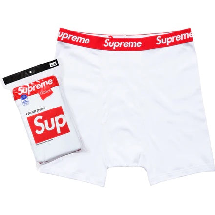 Supreme x Hanes White Medium Boxer Briefs 4-Pack